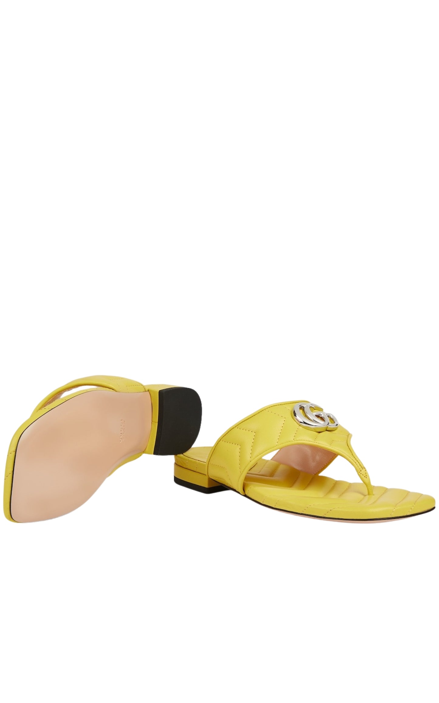 Double G Yellow Leather Sandals