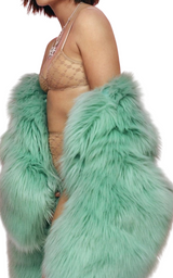 Faux Fur Coat in Mint Color