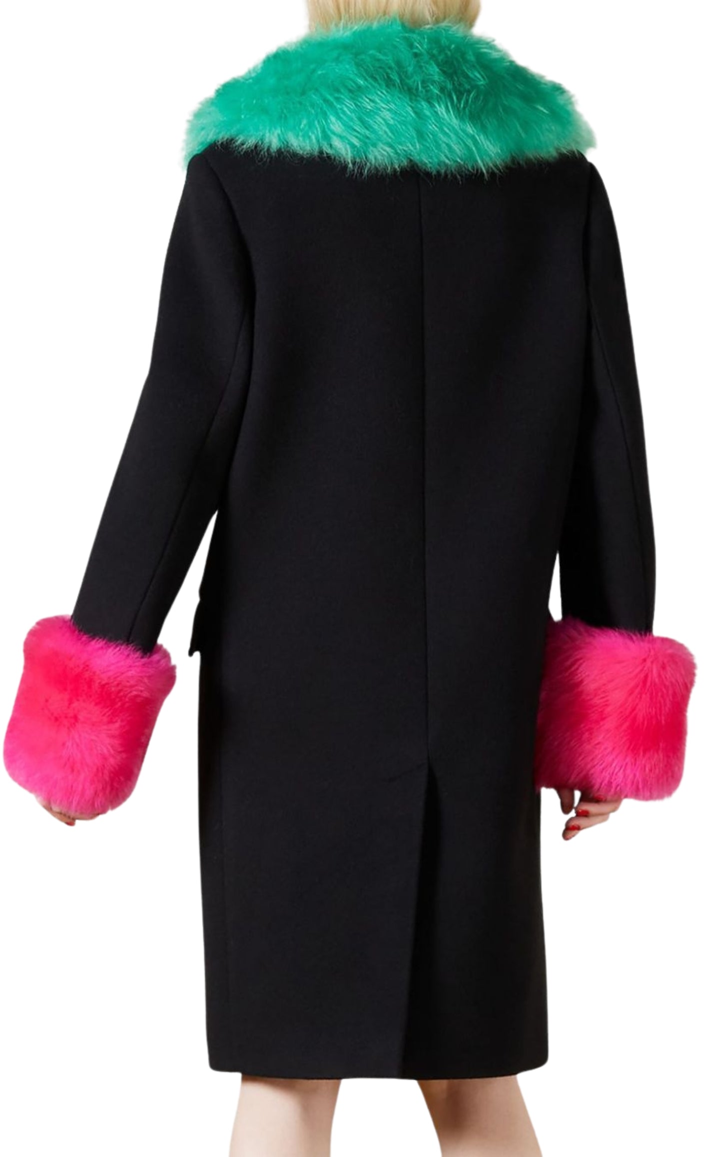 Women's Cashmere Wool Coat with Shearling-collar