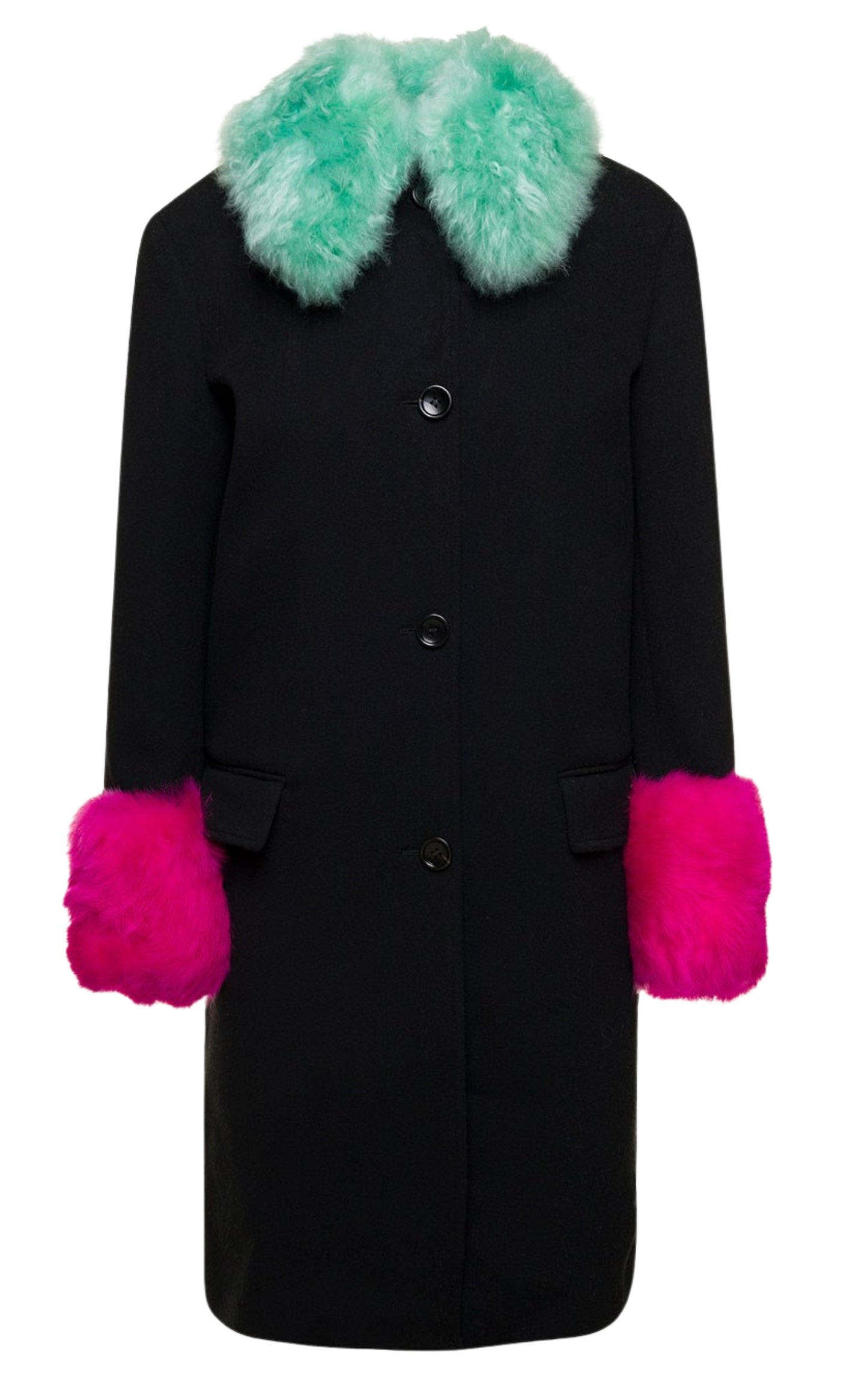 Women's Cashmere Wool Coat with Shearling-collar