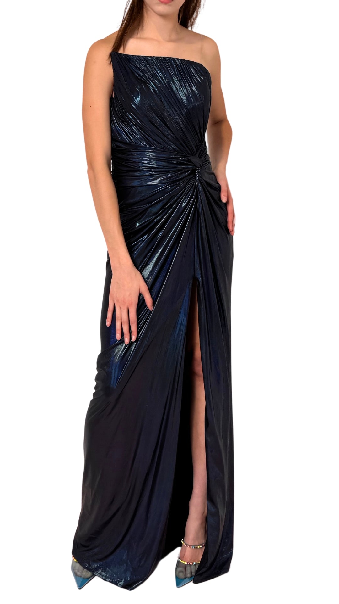 Blue Metallic Cocktail Prom Dress