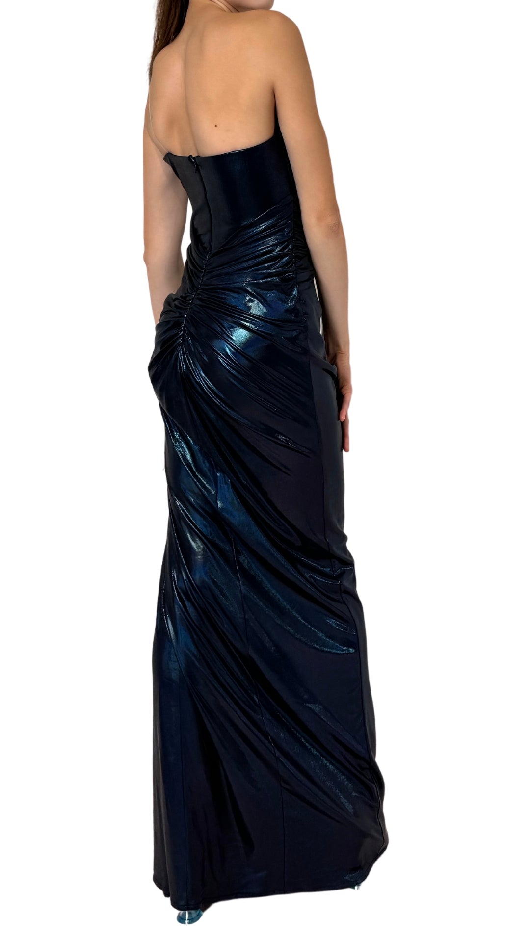 Blue Metallic Cocktail Prom Dress