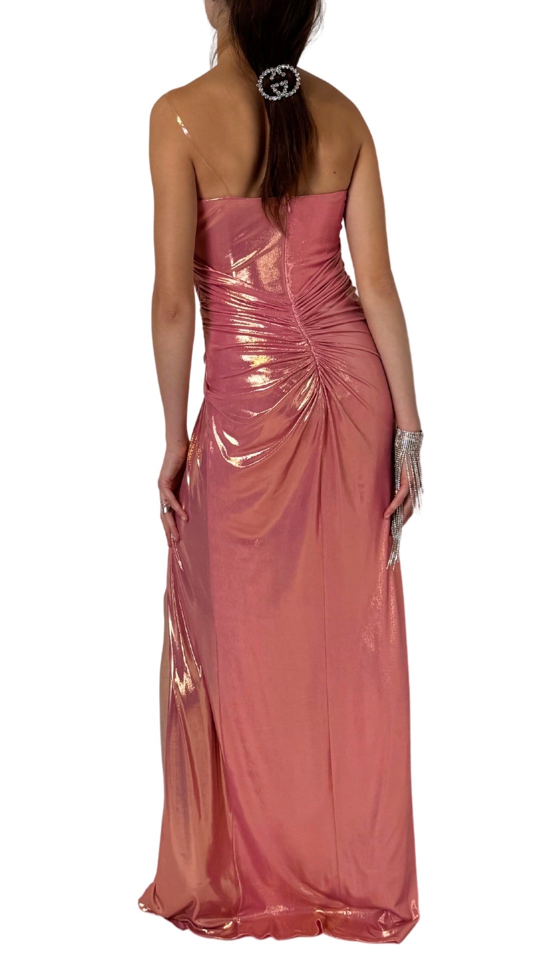 Pink Metallic Cocktail Prom Dress