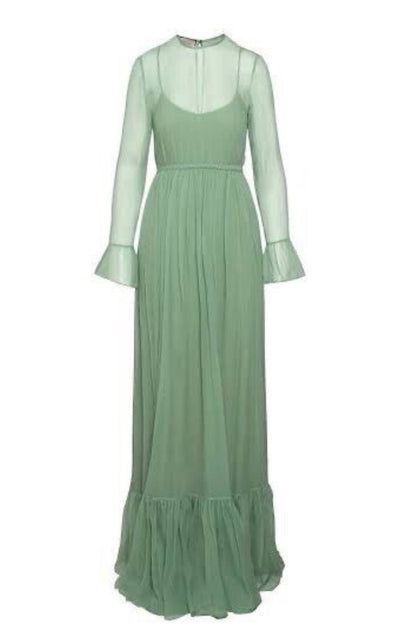 Green Chiffon Silk Dress