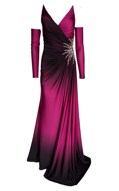 Rhinestone Embellished Burgundy Ombre Party Dress to Impress