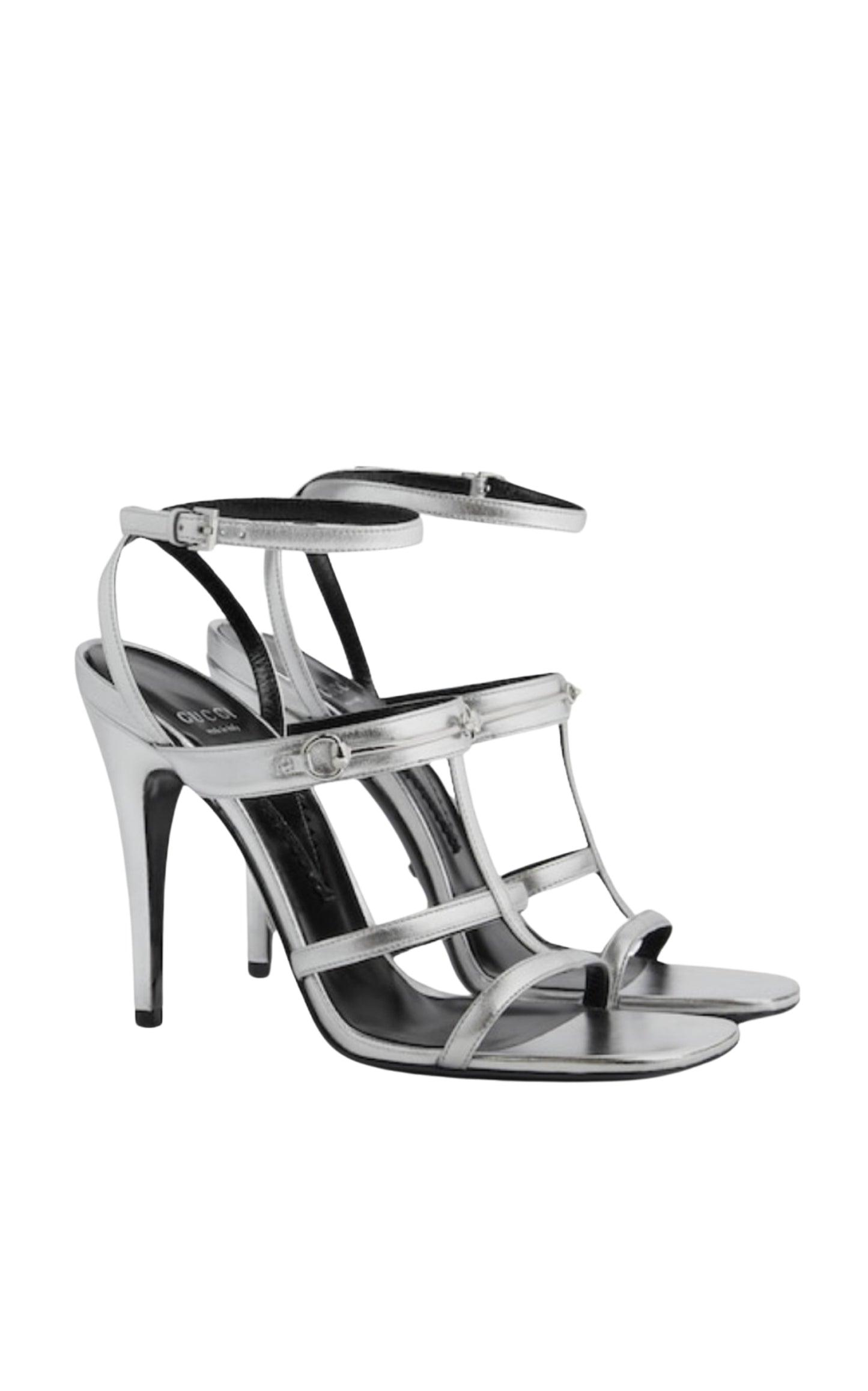 Horsebit Silver Leather Sandals