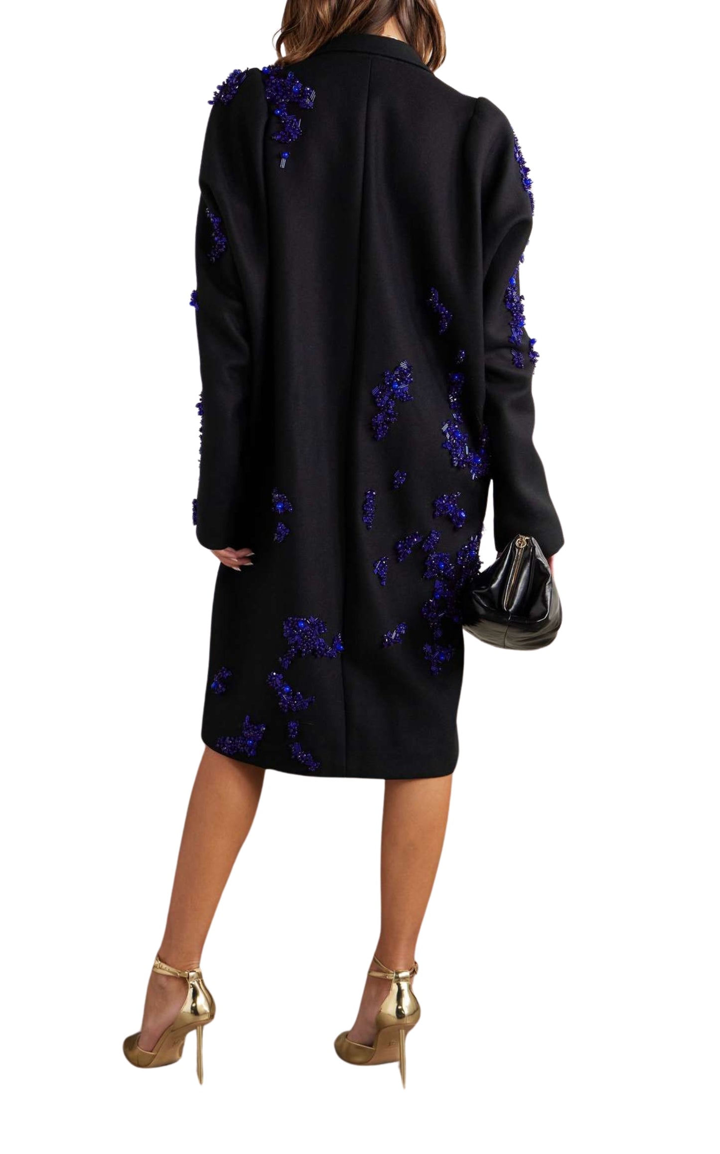 Rinky Embroidered Wool-Blend Cocoon Coat