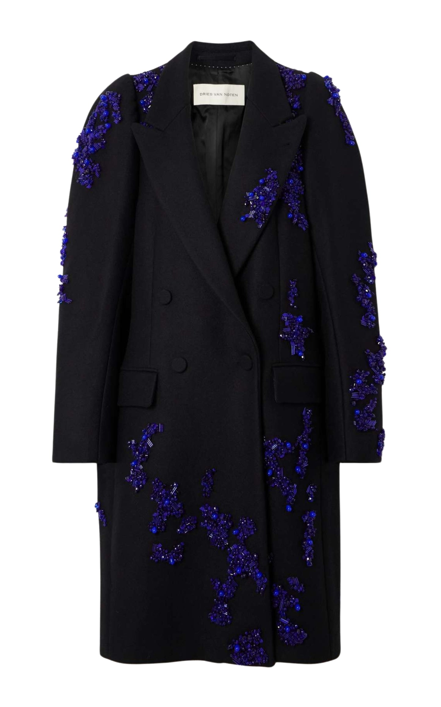 Rinky Embroidered Wool-Blend Cocoon Coat