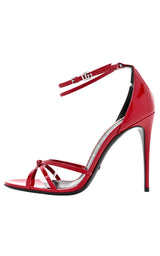 Red Patent Leather Sandals Double G Ankle Strap