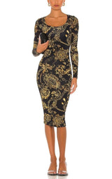  Versace Jeans CoutureBaroque print Midi Dress - Runway Catalog