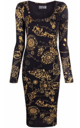  Versace Jeans CoutureBaroque print Midi Dress - Runway Catalog