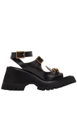  GucciBlack Horsebit Platform Sandals - Runway Catalog