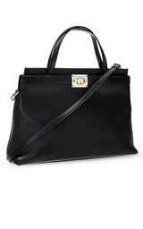  GucciBlack Medium Leather Tote Bag - Runway Catalog