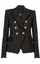  BalmainDouble-breasted Checked Tweed Jacket - Runway Catalog