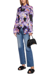  BalenciagaFloral Printed Crinkled Effect Silk Shirt - Runway Catalog