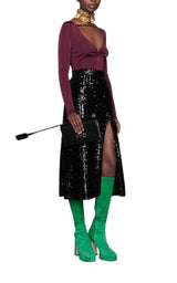  GucciFront Slit Sequin Embroidered Skirt - Runway Catalog