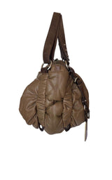  BCBGMAXAZRIAMocha Brown Leather Puffer Shoulder Bag - Runway Catalog