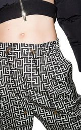  BalmainMonogram Print Cropped Track Pants - Runway Catalog