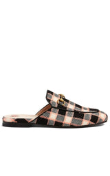  GucciPrincetown Tweed Check Woven Mules - Runway Catalog