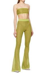  BalmainSemi-sheer Monogram Pattern Flared Pants - Runway Catalog