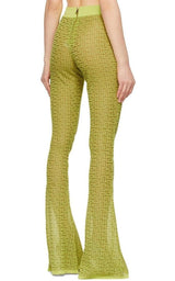  BalmainSemi-sheer Monogram Pattern Flared Pants - Runway Catalog