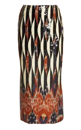  Dries Van NotenShine Embroidered Ikat Midi Skirt - Runway Catalog