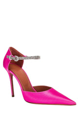  Amina MuaddiUrsina Pink Satin Pumps - Runway Catalog