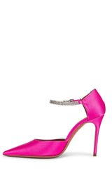  Amina MuaddiUrsina Pink Satin Pumps - Runway Catalog