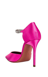  Amina MuaddiUrsina Pink Satin Pumps - Runway Catalog