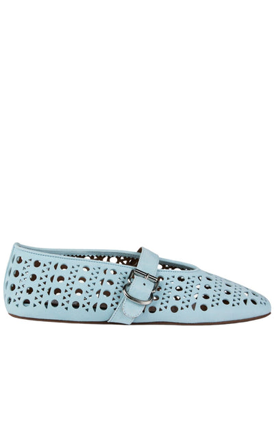 Alaïa Blue Leather Ballet Flats - Runway Catalog