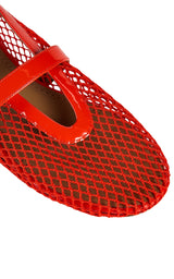 Orange Fishnet Mary Jane Flats Alaïa