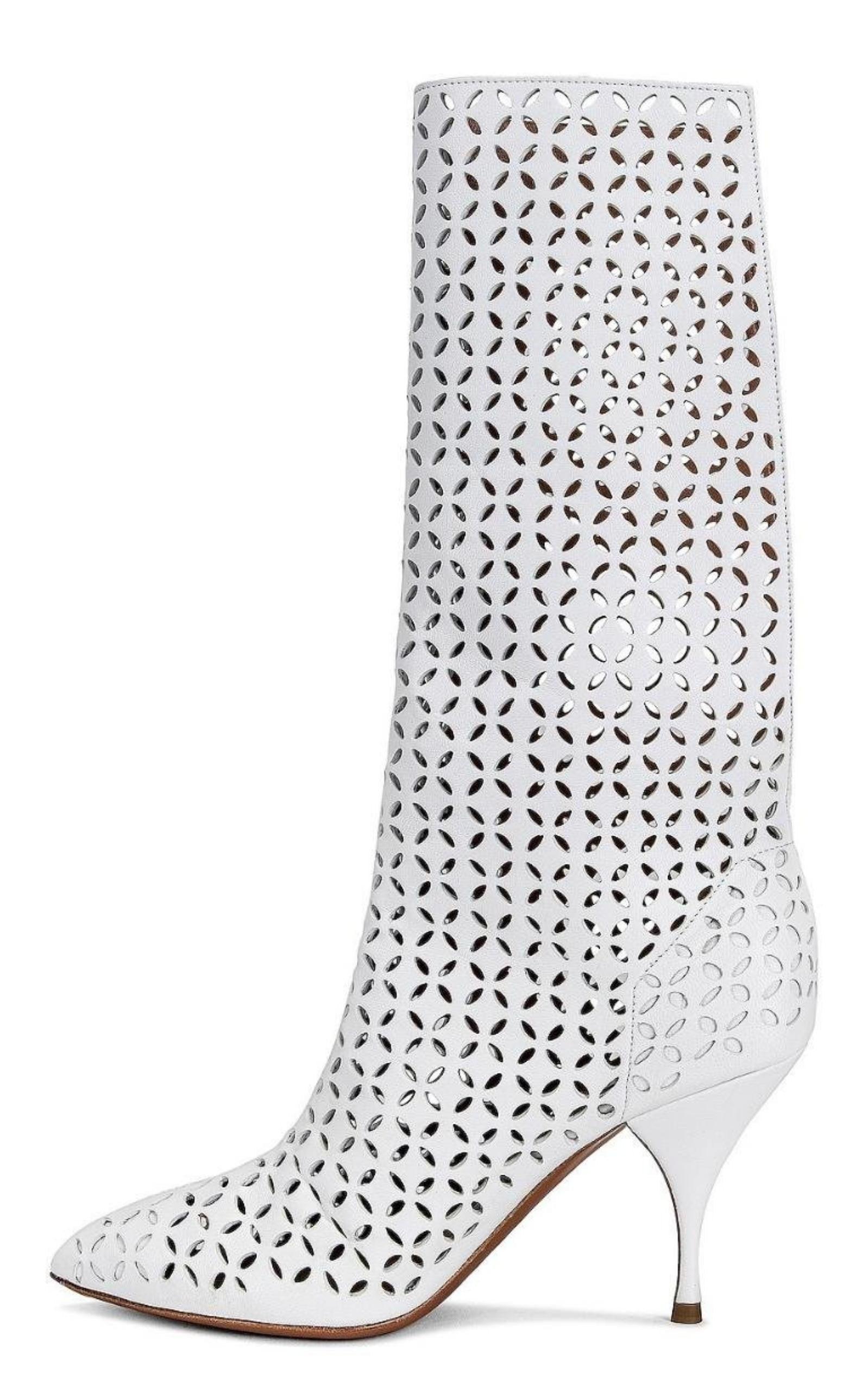 Petal Perforated Knee Boots Alaïa