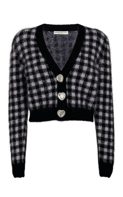 Embellished Check Mohair Cardigan Alessandra Rich