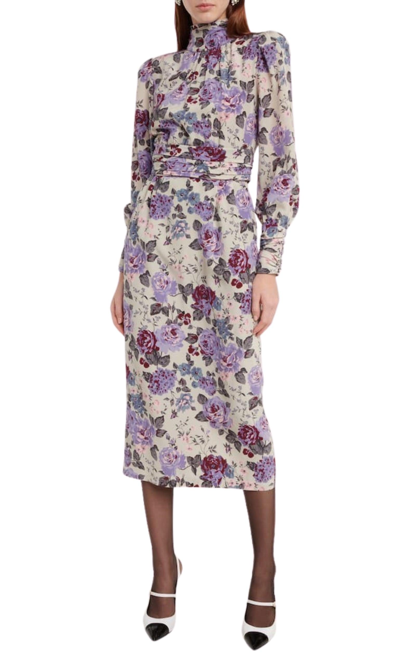 Floral Silk Midi Dress Alessandra Rich