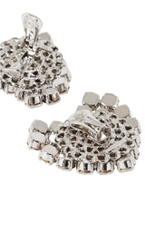 Silvertone Crystal Heart Stud Clip-On Earrings Alessandra Rich