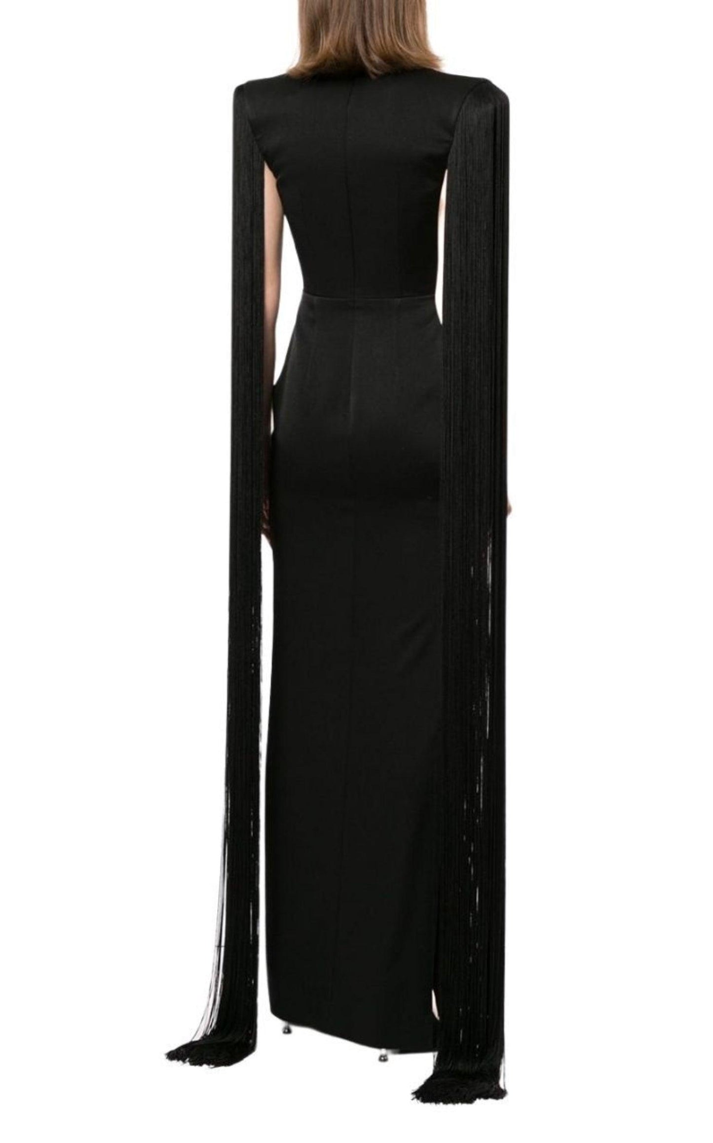 Dallas Fringed-Sleeve Gown Alex Perry