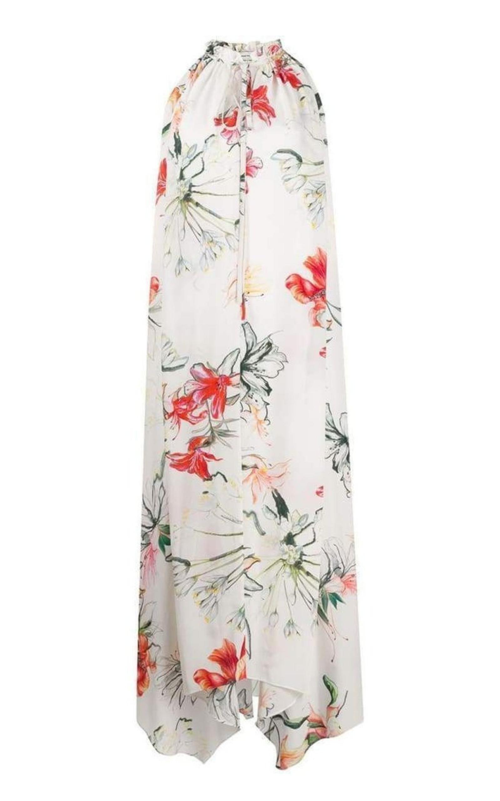 Endangered Flower Print Sleeveless Dress Alexander McQueen