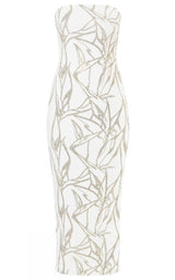 White Beaded Strapless Midi Dress Alexandre Vauthier