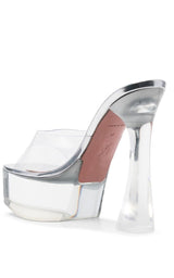 Dalida Glass PVC Platform Mules Amina Muaddi