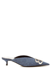 BB Denim Kitten-Heel Mules Balenciaga