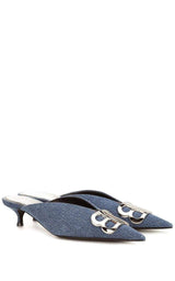 BB Denim Kitten-Heel Mules Balenciaga