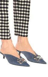 BB Denim Kitten-Heel Mules Balenciaga