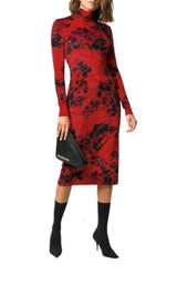 Floral-Print Turtleneck Dress Balenciaga