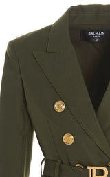 Belted Double-Breasted Blazer Jacket Balmain