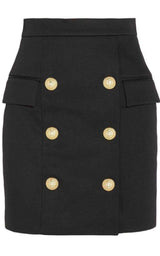 Black Buttoned Mini Skirt Balmain