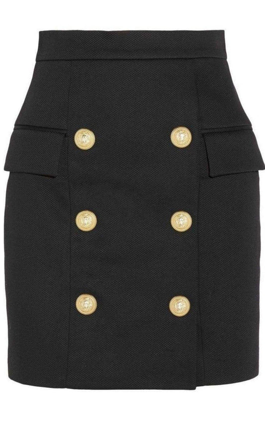 Black Buttoned Mini Skirt Balmain