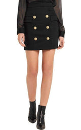 Black Buttoned Mini Skirt Balmain