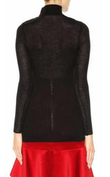 Black Embellished Wool Turtleneck Sweater Balmain