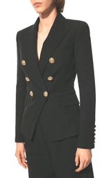 Black Wool Classic Double-Breasted Blazer Balmain