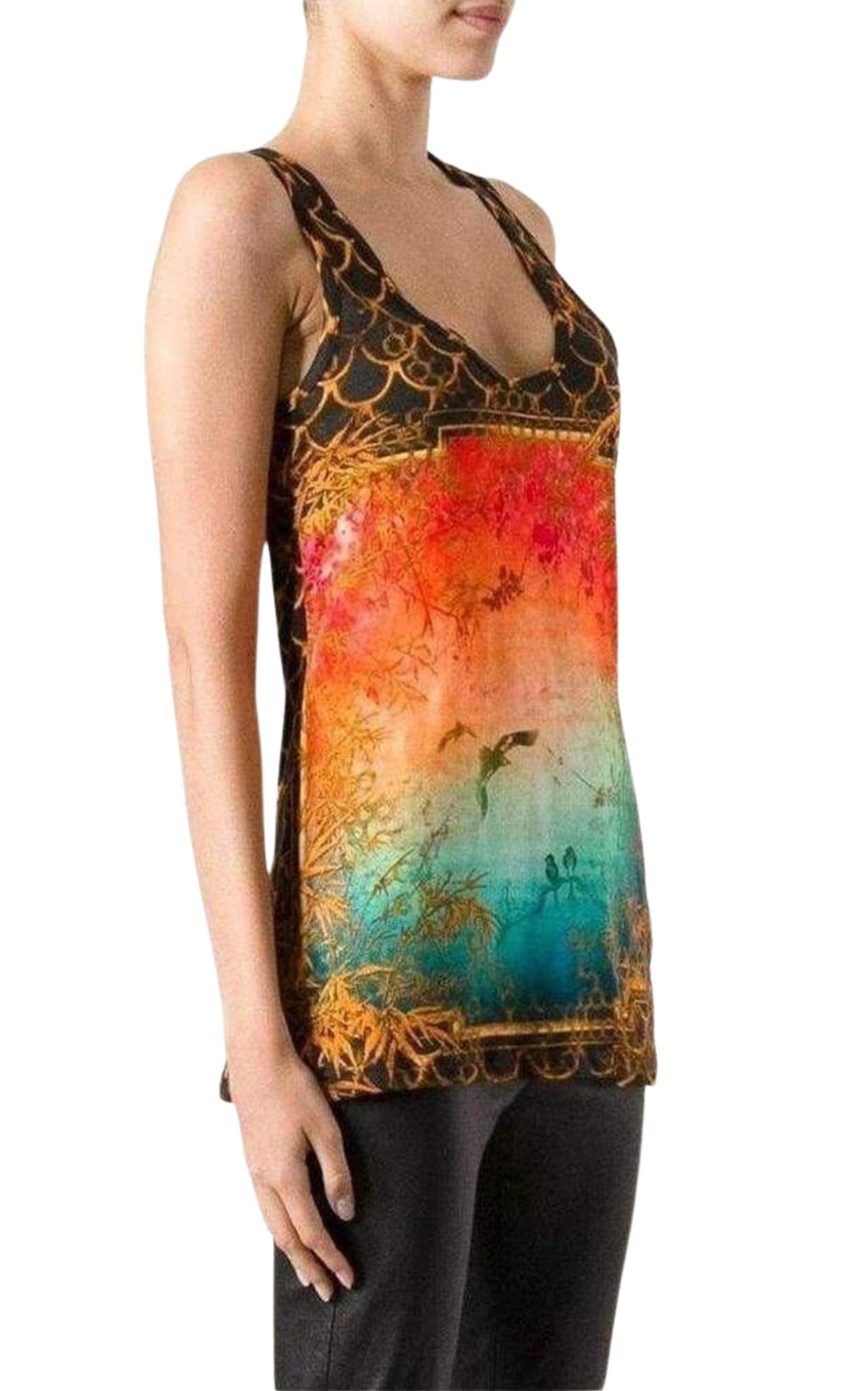 Cotton Oriental Print Tank Top Balmain